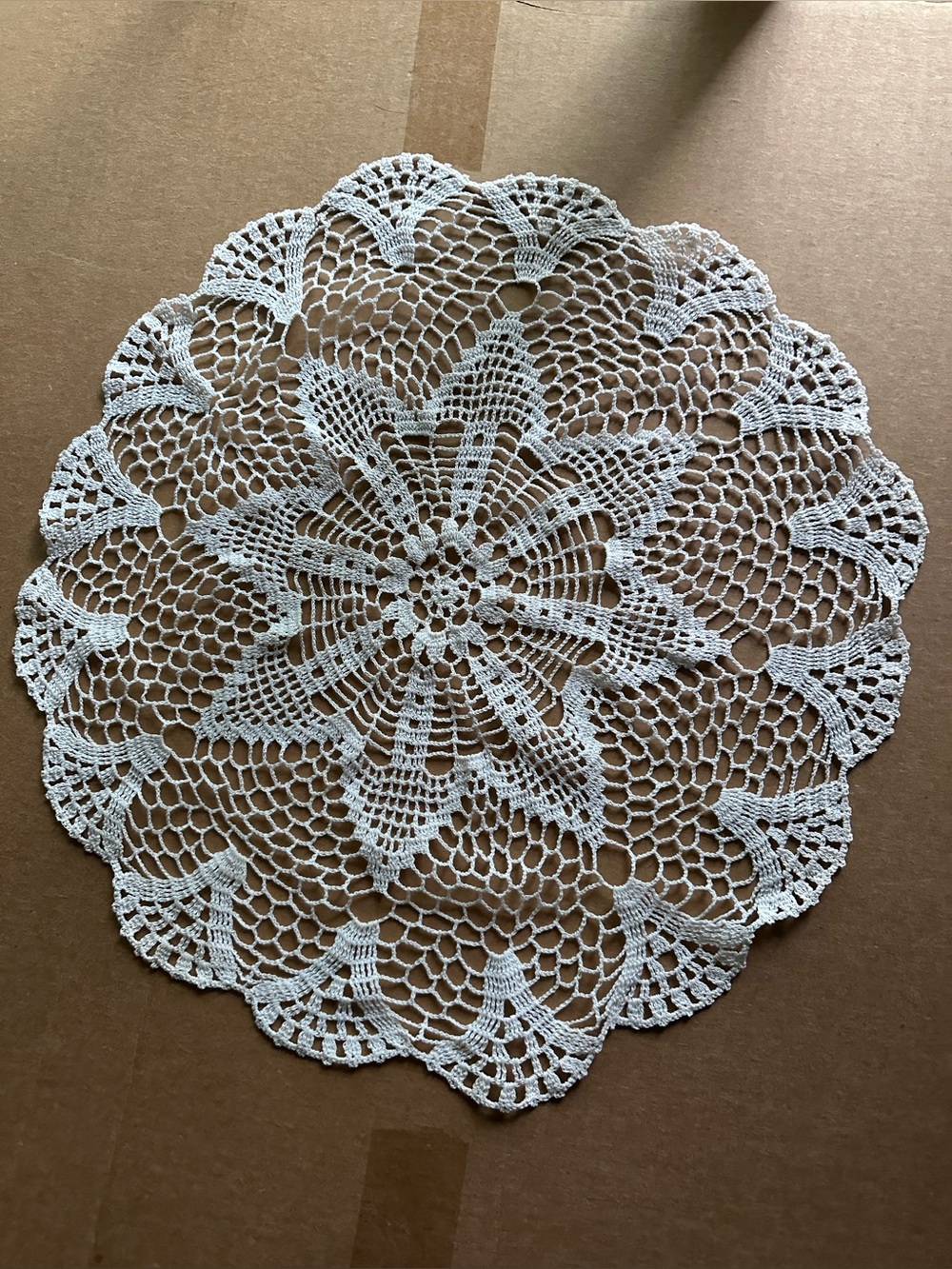 Vintage crocheted round table doily 19 x 19